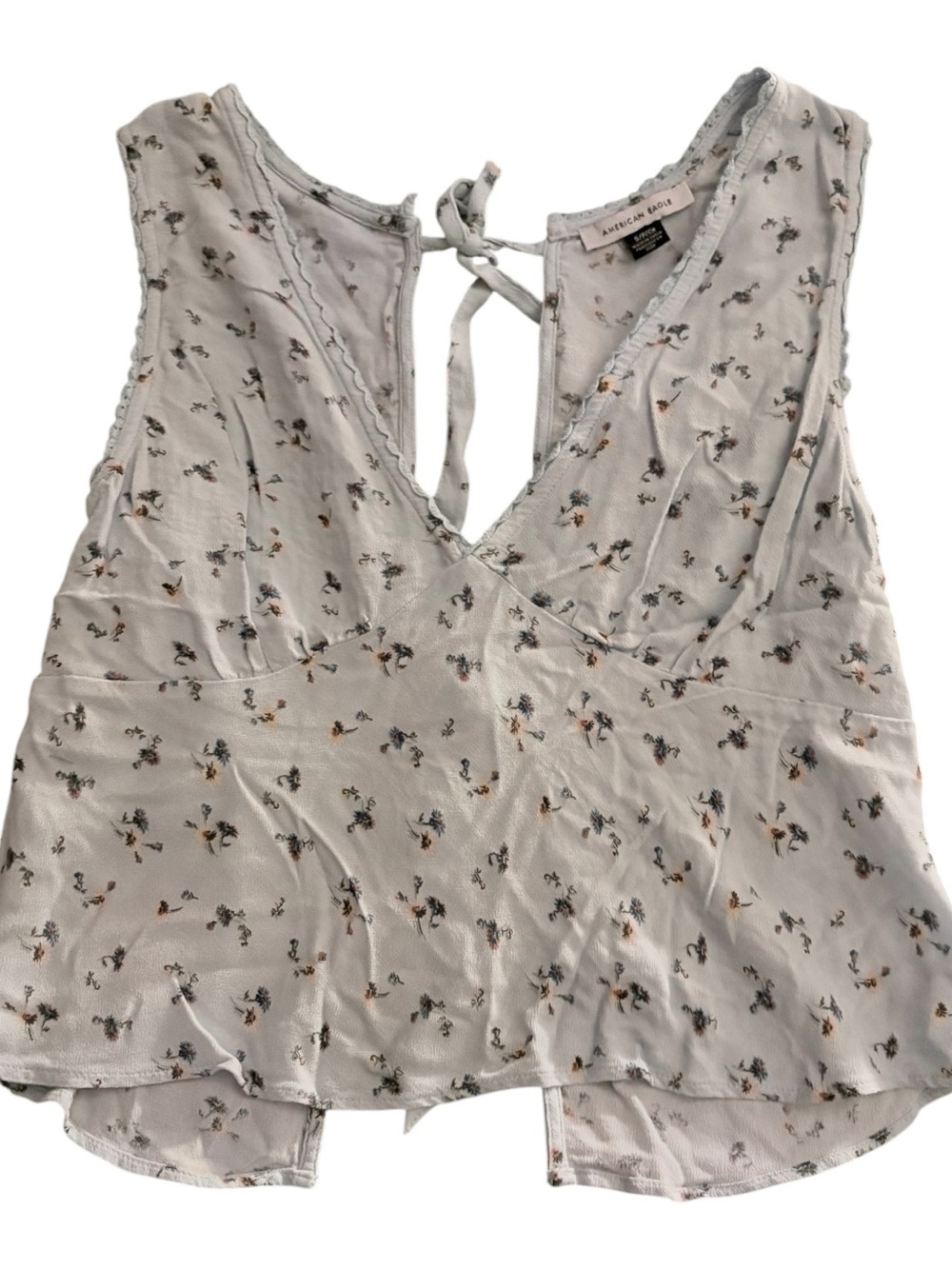 SUMMER SALE! American Eagle Pale Blue Floral V-Neck Tie-Back Camisole
